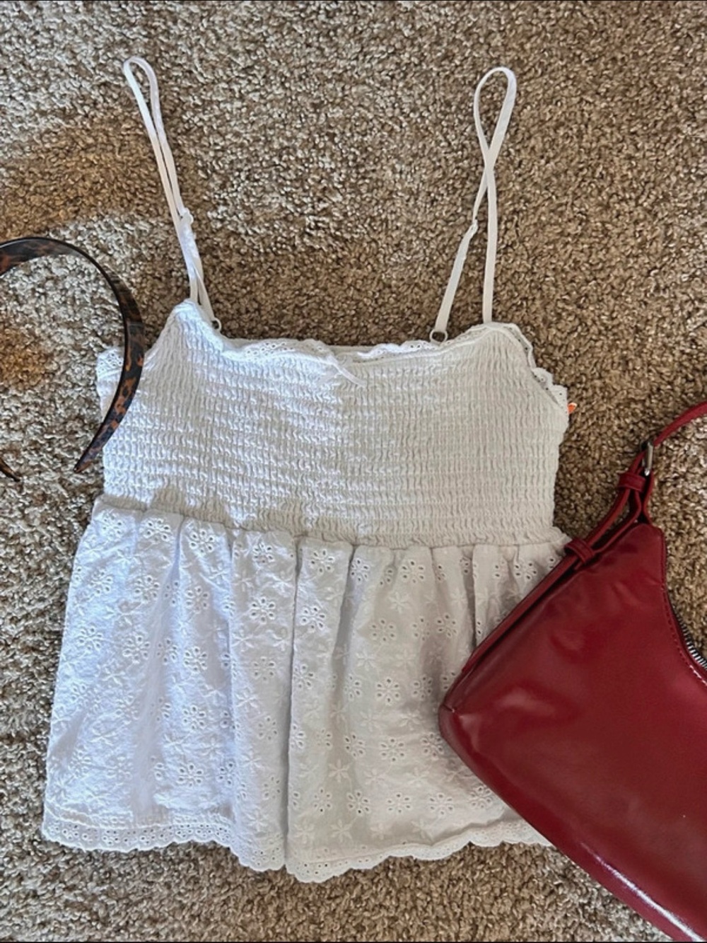 White Eyelet Pacsun Babydoll Tank